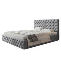 BETT 160x200 - Polsterbett mit Bettkasten und Metallrahmen - Elegant Betten - Weicher Jasminstoff - Kollektion Miami, Grau - Grau, Holz/Textil (160/200cm) - Alpi-Möbel