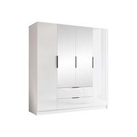 KLEIDERSCHRANK Sofia II Gloss - Weiß Hochglanz/Schwarz, Holzwerkstoff/Kunststoff (200/216/60cm) - MIRJAN24