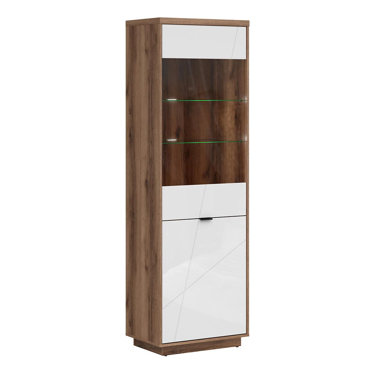 VITRINE Sven Weiß und Holz - Weiß, Holzwerkstoff (64/201/43cm) - Petits-meubles