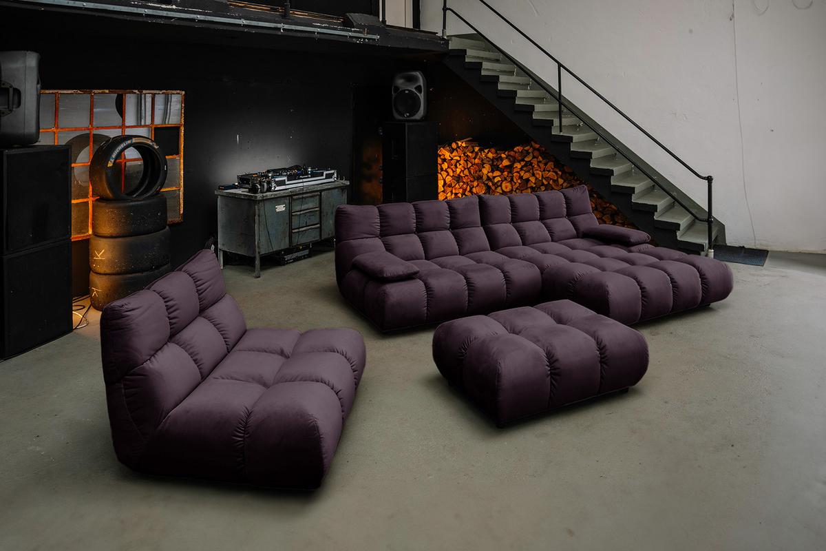 SITZGRUPPE VIVIEN 3ER SET Violett Velvet (1er-Set) - Violett, Kunststoff/Textil (510/85/359cm) - KAWOLA