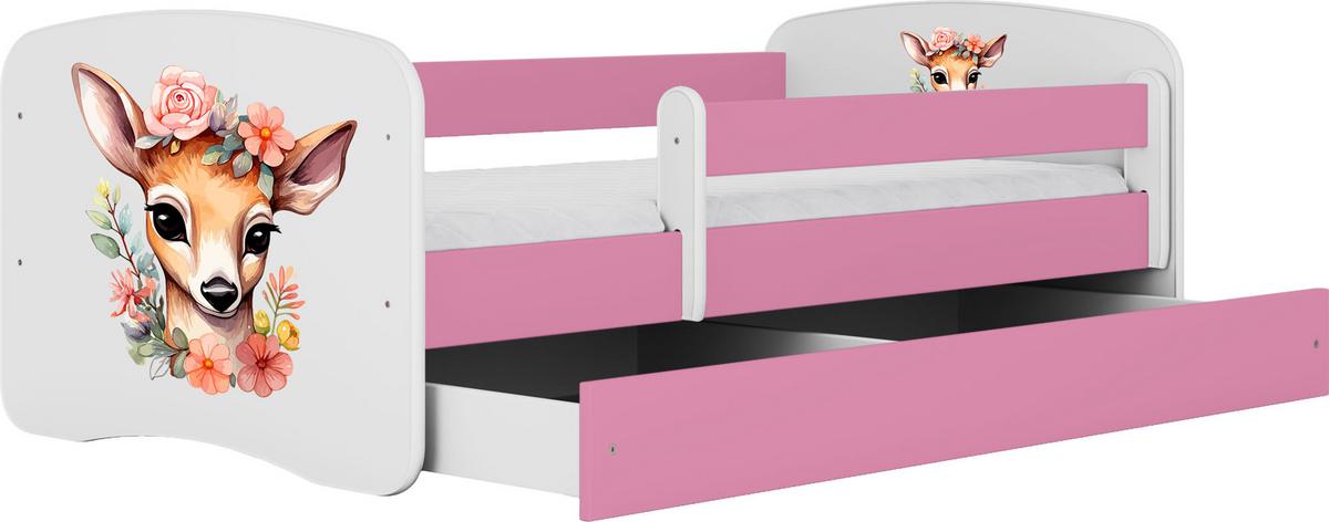 KINDERBETT Emily mit Schublade und Matratze, Rosa 80x160 cm - Dunkelorange, Holzwerkstoff (160/80cm) - WFL GROUP