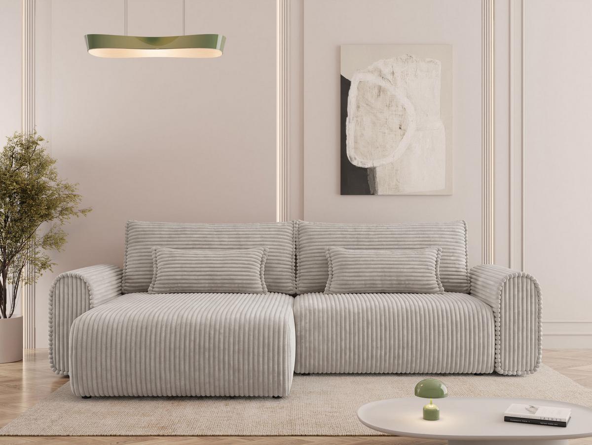 ECKSOFA Surles Cord - Schwarz/Naturfarben, Holz/Kunststoff (245/145cm) - MIRJAN24