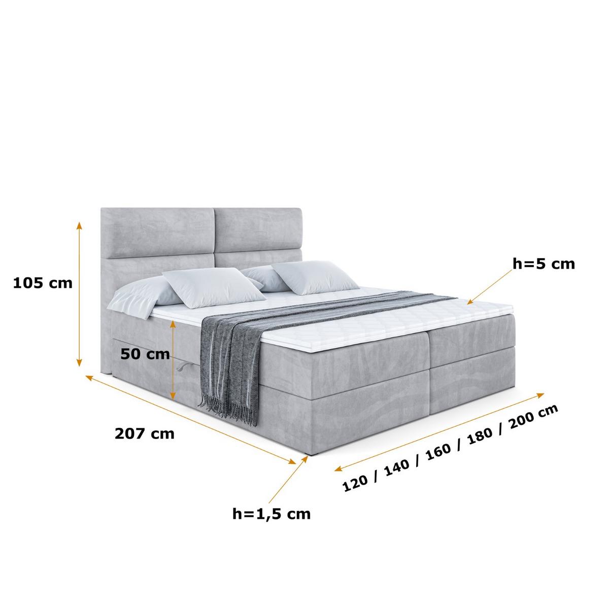 BOXBETT mit Matratze H3 und Lattenrost - BOXI3 - 140x200 cm Hellgrau - Hellgrau, Holzwerkstoff (140/200cm) - ALTDECOR