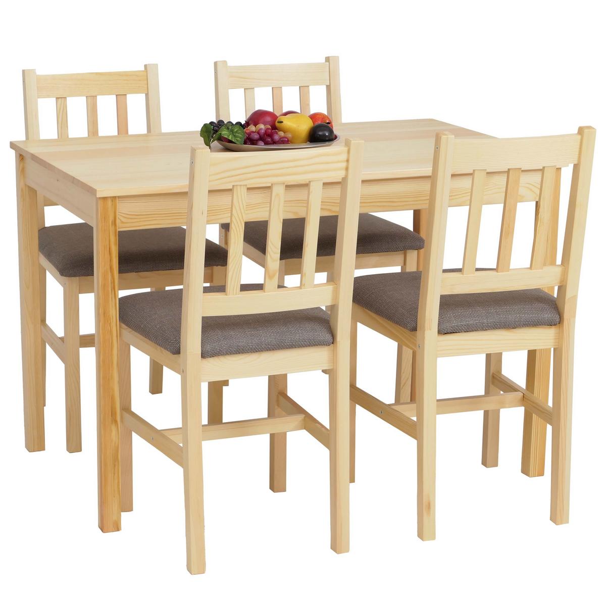 ESSZIMMER-SET Kiefer Dekor - Hellgrau/Kieferfarben, Holz - MCW