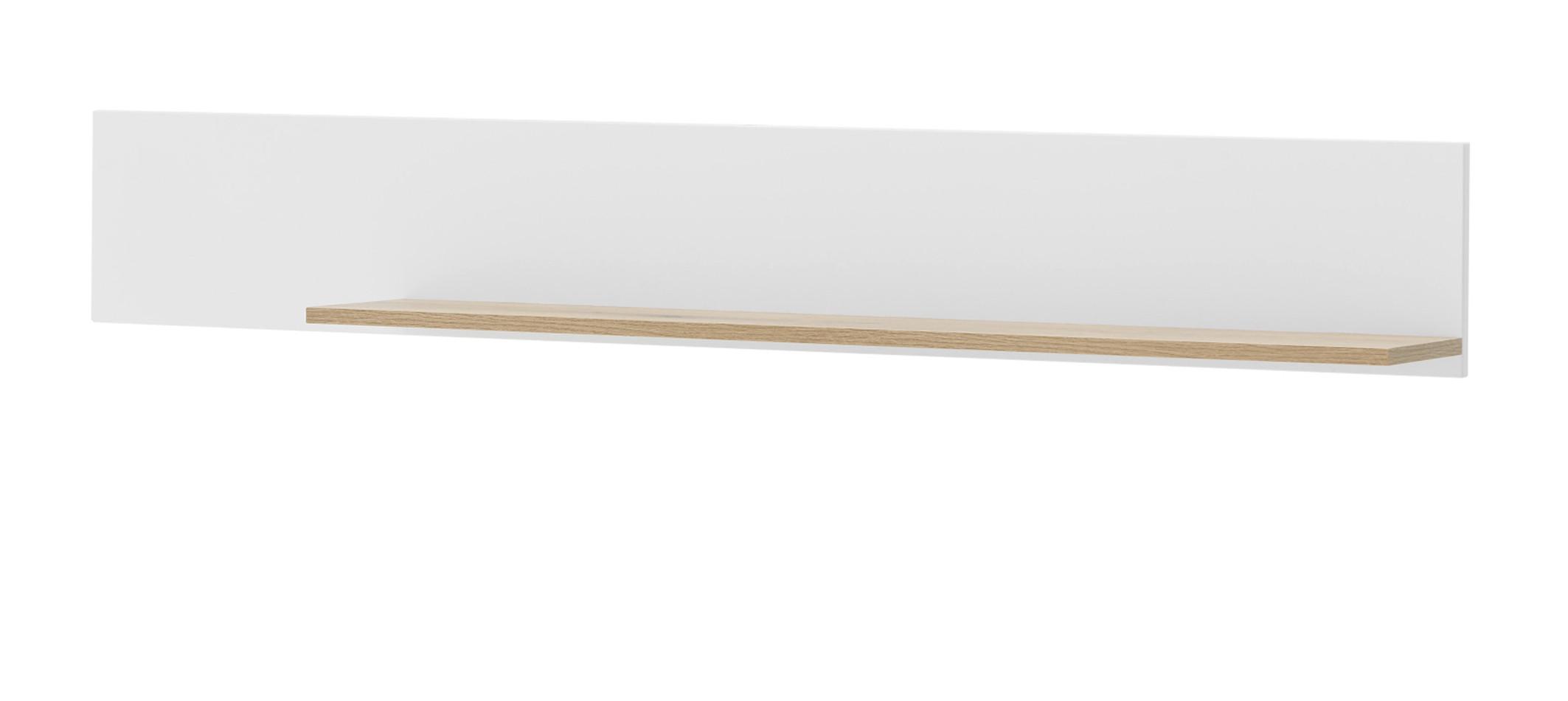 WANDBOARD weiß matt, Eiche, Wandregal 150 cm - Eichefarben/Weiß, Holzwerkstoff (150/22/21cm) - Furn.Design