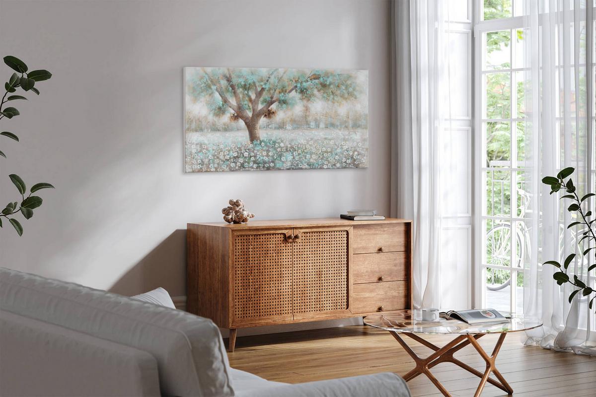 ÖLGEMÄLDE 140/70 cm - Weiß/Braun, Holz/Textil (140/70cm) - KUNSTLOFT