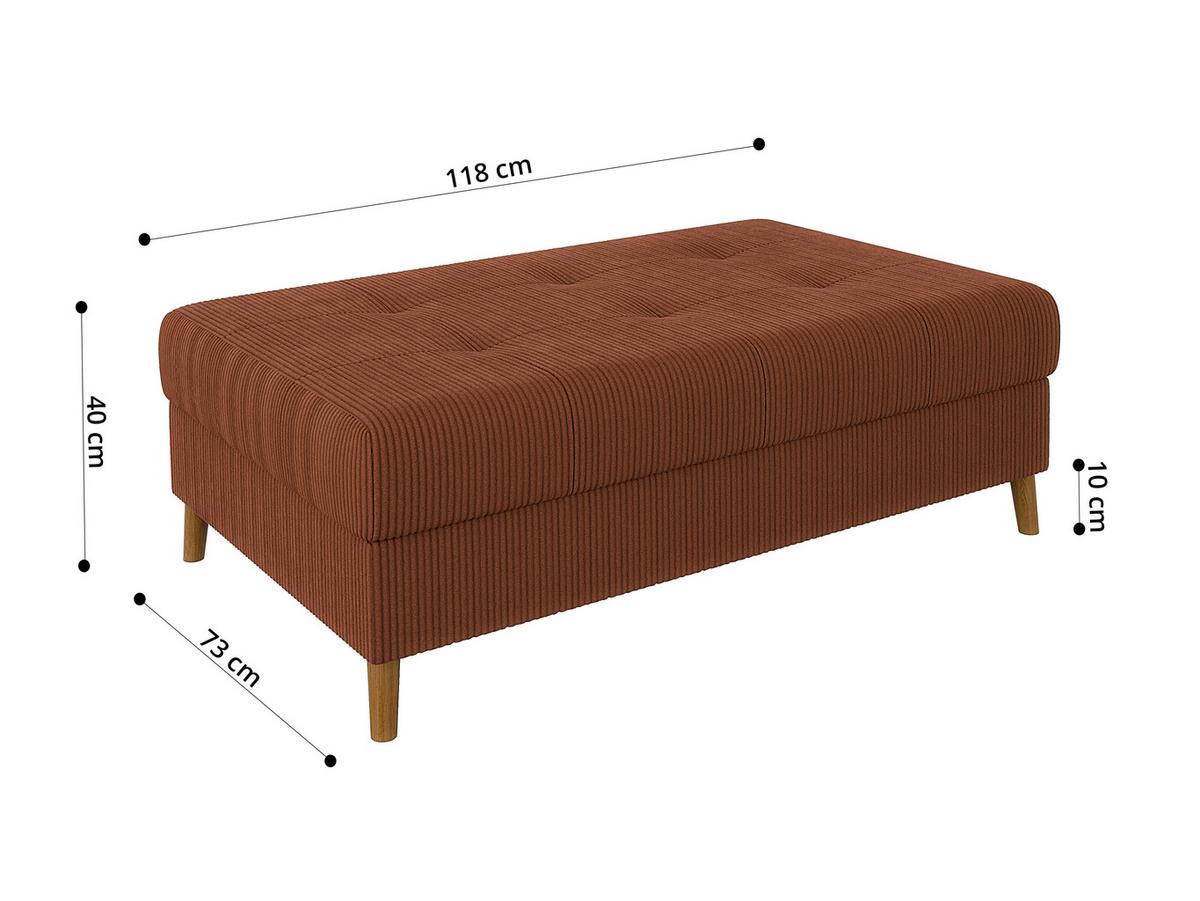ECKSOFA inkl. Hocker Alma Terrakotta Cord - Ottomane links - Terracotta/Braun, Holz/Textil (231/161cm) - S-Style Möbel
