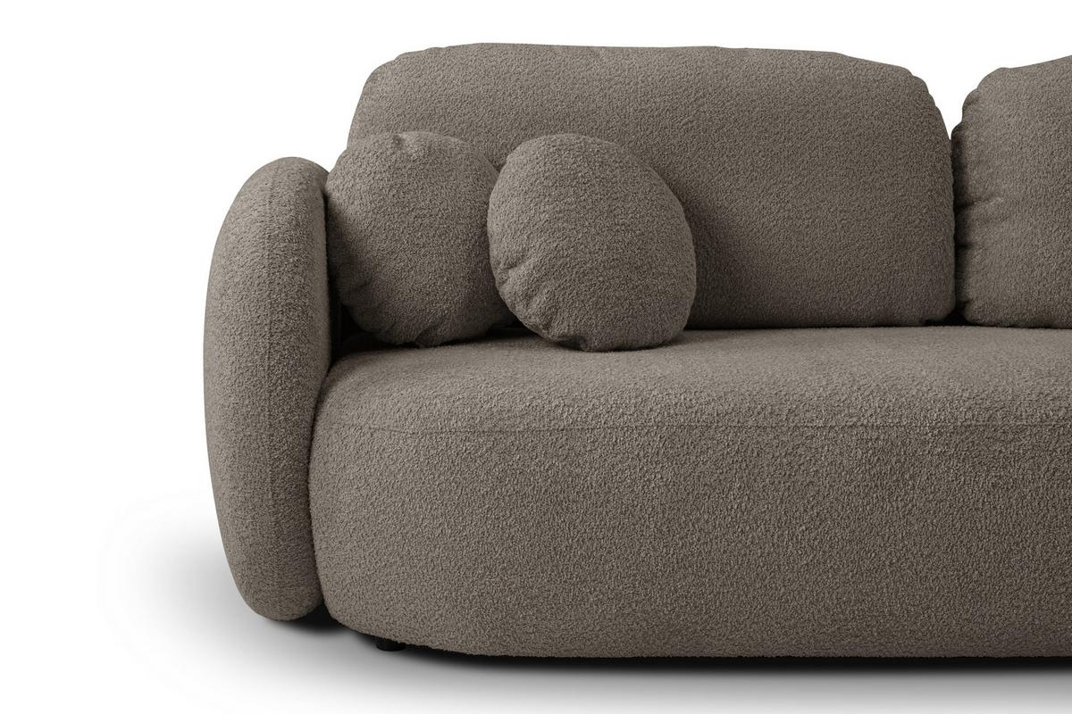 BETTSOFA AMICO Beige Bucle-Stoff mit Schlaffunktion - Beige, Holz (238/86.5/101cm) - MASSENO