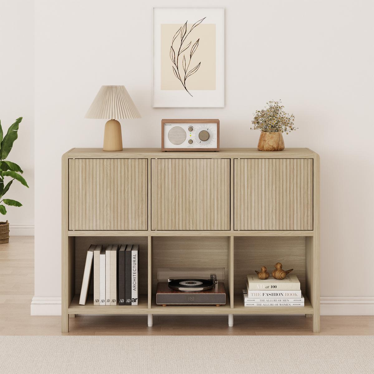 SIDEBOARD Lukkodso - Eichefarben, Holzwerkstoff (110/76.5/30cm) - [en.casa]