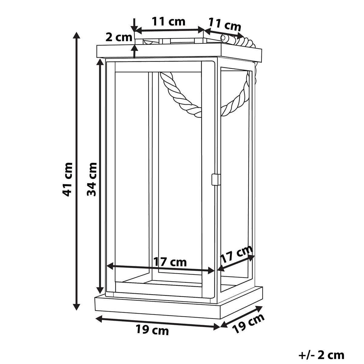 LATERNE Metall 41 cm Messing Borneo - Messingfarben/Braun, Holz (19/41/19cm) - Beliani