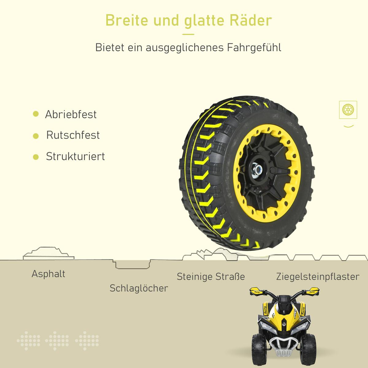 RUTSCHAUTO Kinder Tretauto Kinderauto mit Füßen rutschen Licht Musik Gelb - Gelb, Metall (67/5/38cm) - HOMCOM