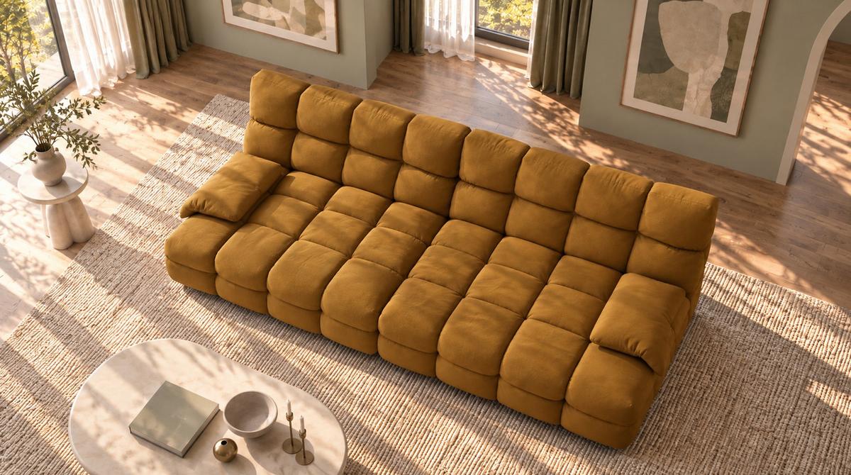BIG SOFA AMIA Braun Velvet - Schwarz/Braun, Kunststoff/Textil (290/86/178cm) - KAWOLA