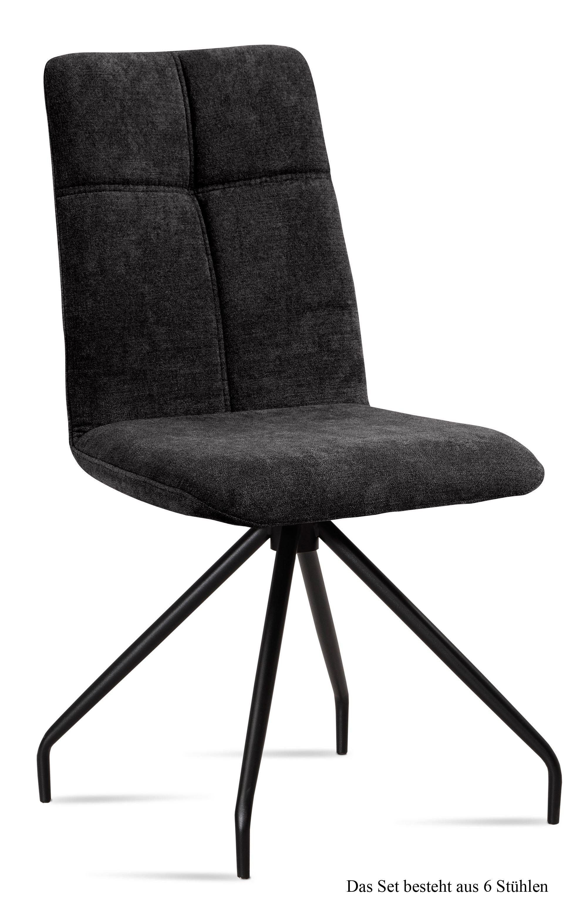 ESSZIMMERSTUHL (6er-Set) Detava 47x92x60 Schwarz/Anthrazit - Anthrazit/Schwarz, Kunststoff (60/92/47cm) - 58aufmkessel