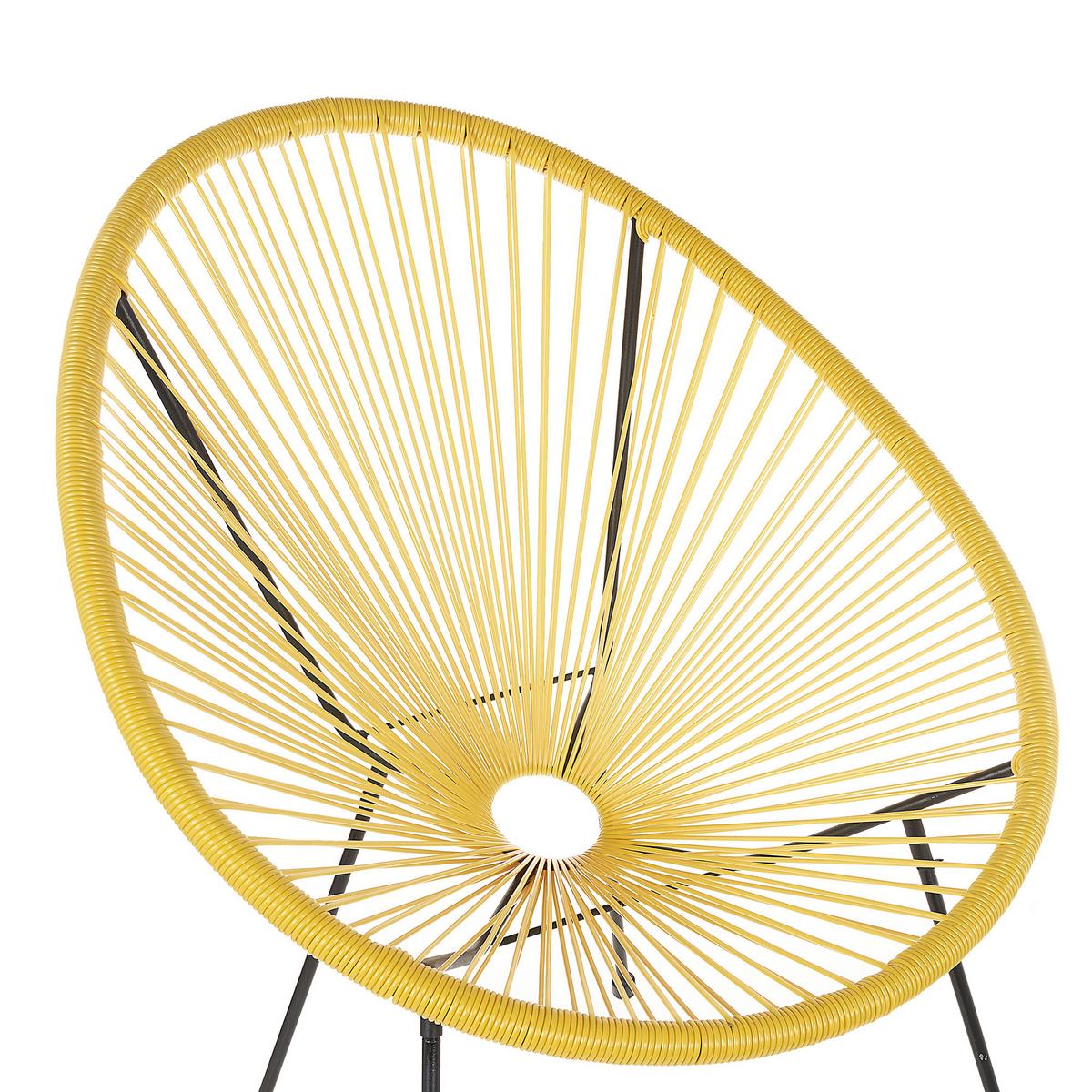 RATTANSTUHL Kunststoff gelb 70 cm Acapulco II - Gelb/Schwarz, Kunststoff (70/87/90cm) - Beliani