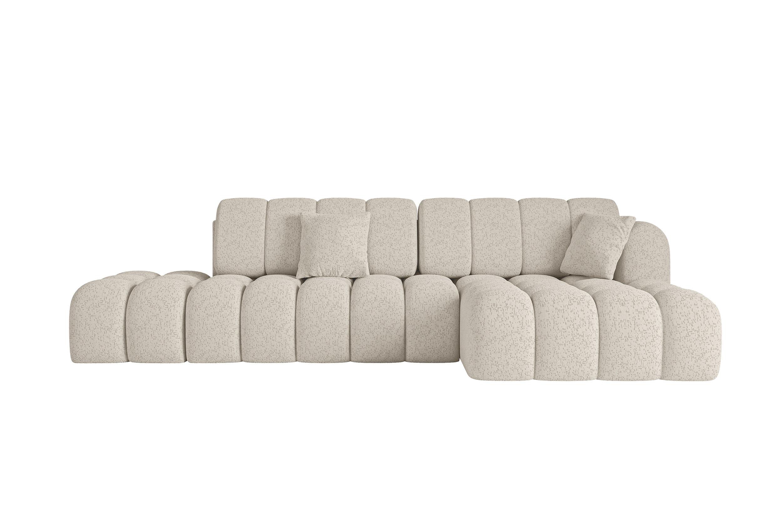 ECKSOFA mit Schlaffunktion Ottomane RECHTS OLEA-L2 321x164x75 Beige Tissu - Schwarz/Sahara, Holzwerkstoff/Kunststoff (164/321cm) - ALTDECOR
