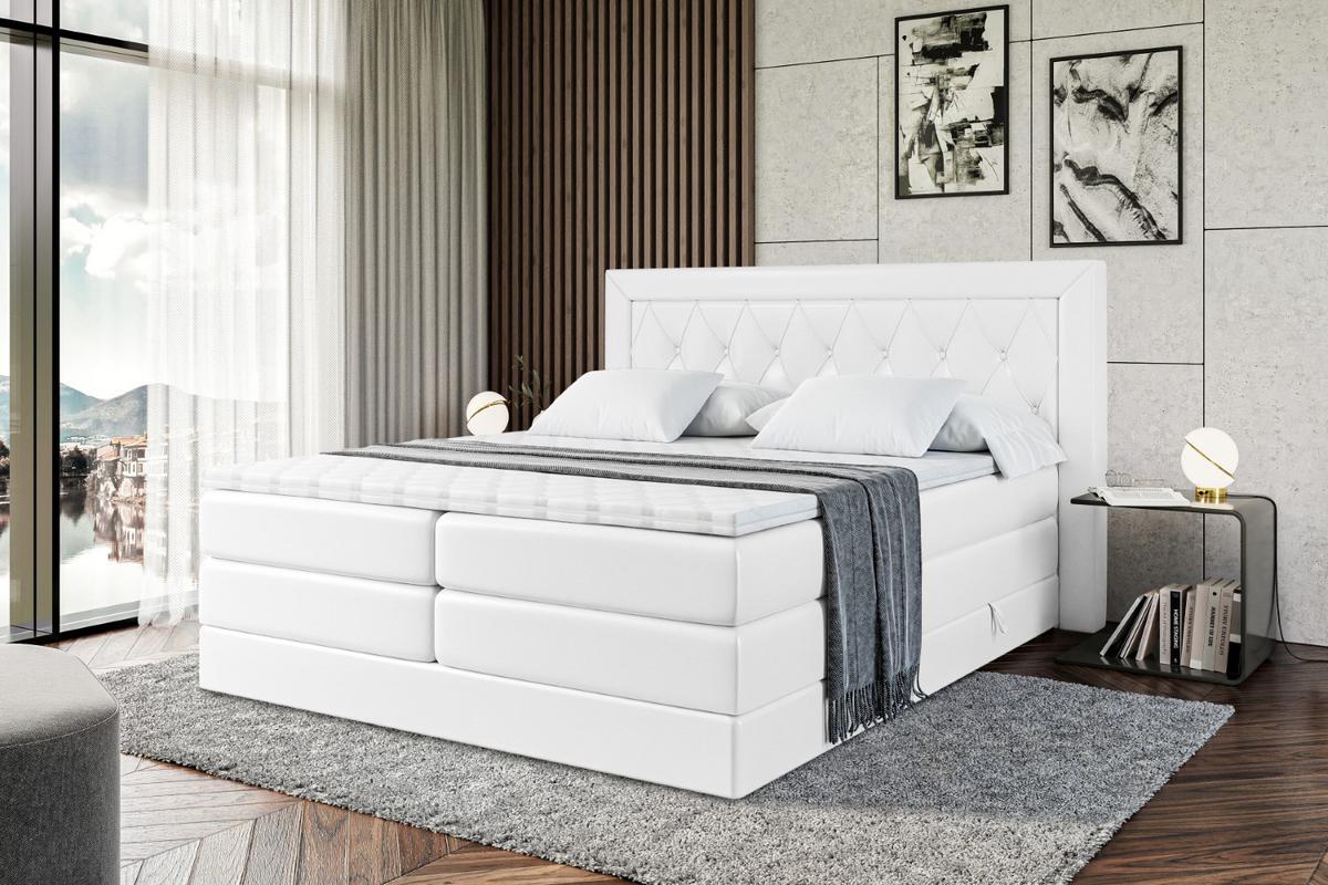 BOXSPRINGBETT NOEL KING - 120 x 200 - H3/H4 - Weiß Hochglanz - Weiß Hochglanz, Holzwerkstoff (120/200cm) - ALTDECOR