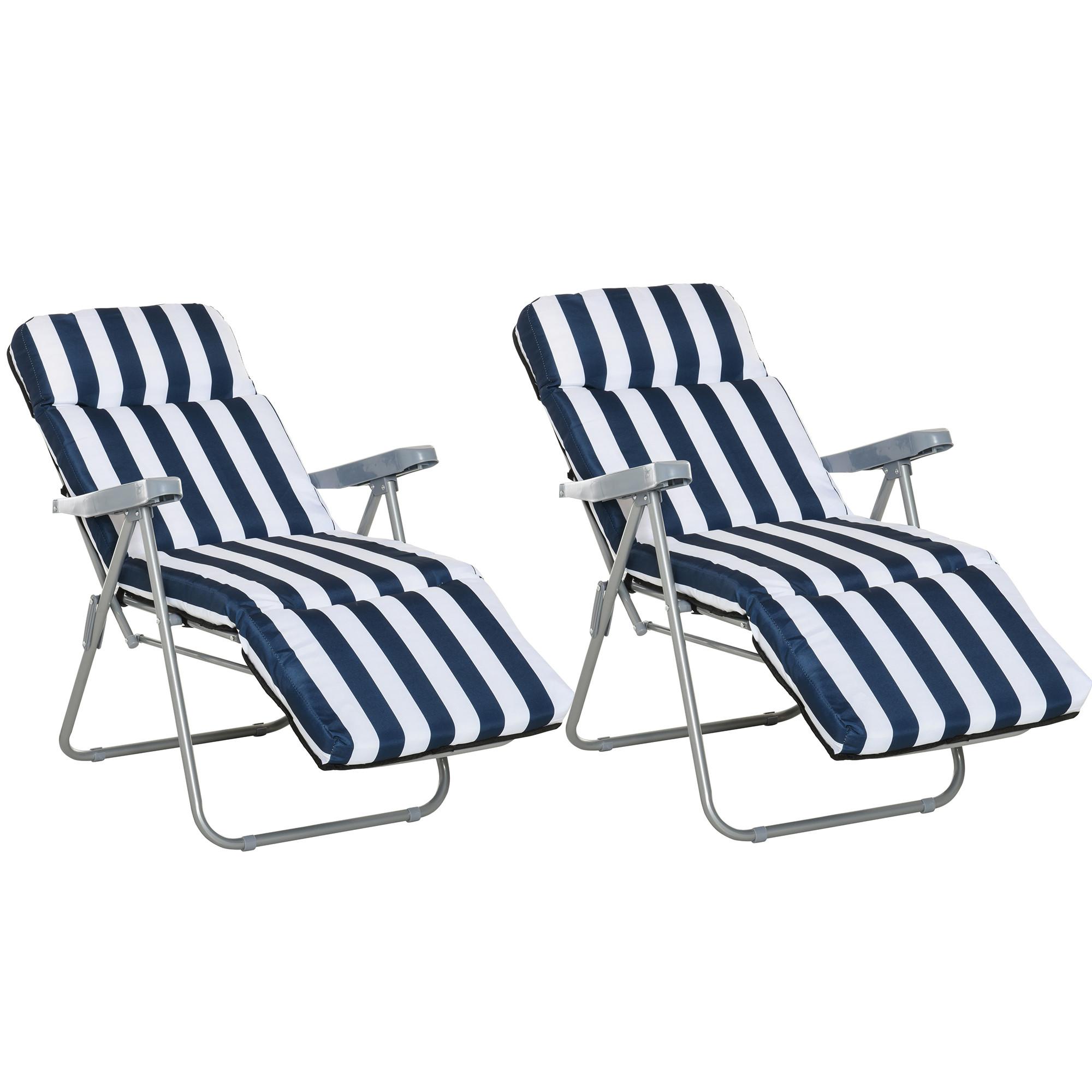 SONNENLIEGE, 5 Positionen Auflage, Stahl, Polyester, Schaumstoff, Blau - Blau, Kunststoff (75/102/60cm) - Outsunny