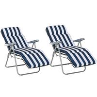 SONNENLIEGE, 5 Positionen Auflage, Stahl, Polyester, Schaumstoff, Blau - Blau, Kunststoff (75/102/60cm) - Outsunny