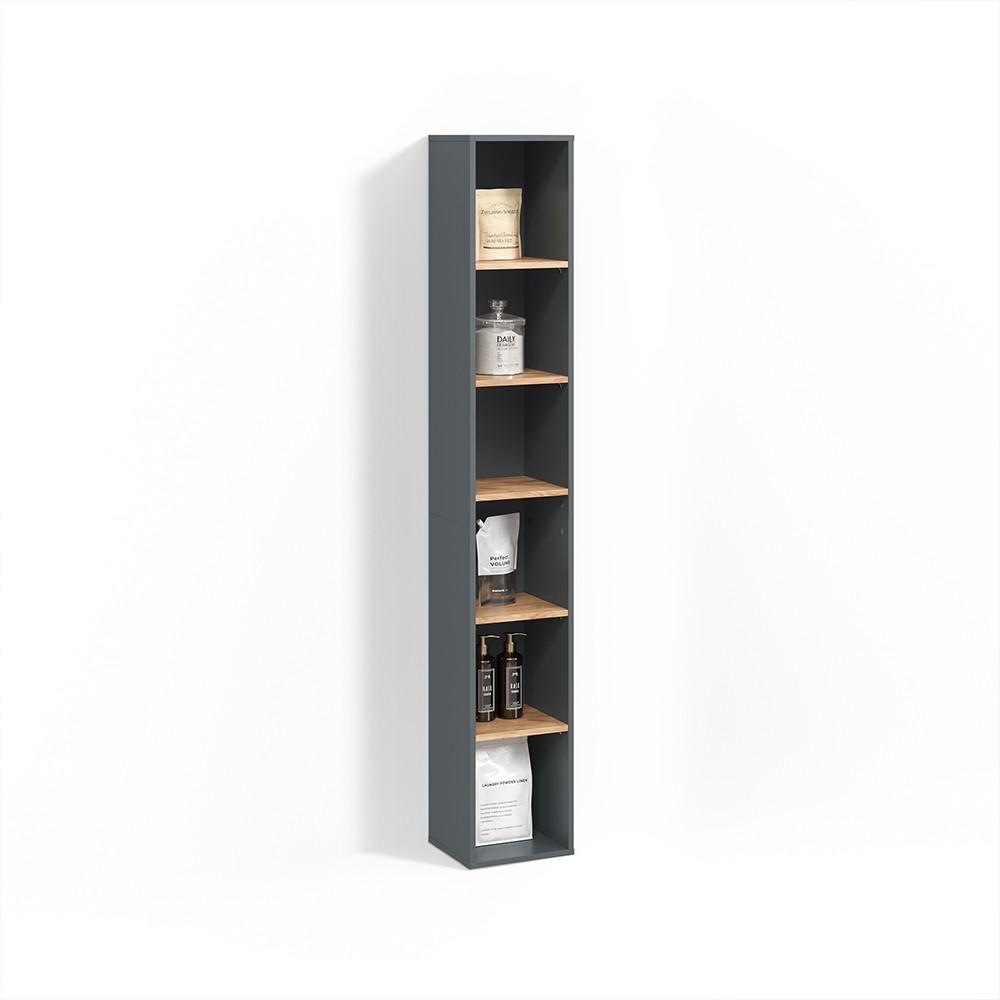BADSCHRANK Paolina Anthrazit/Goldkraft Eiche 30 x 188.6 cm - Honigeiche/Anthrazit, Holzwerkstoff (30/188.6/27.3cm) - Livinity®