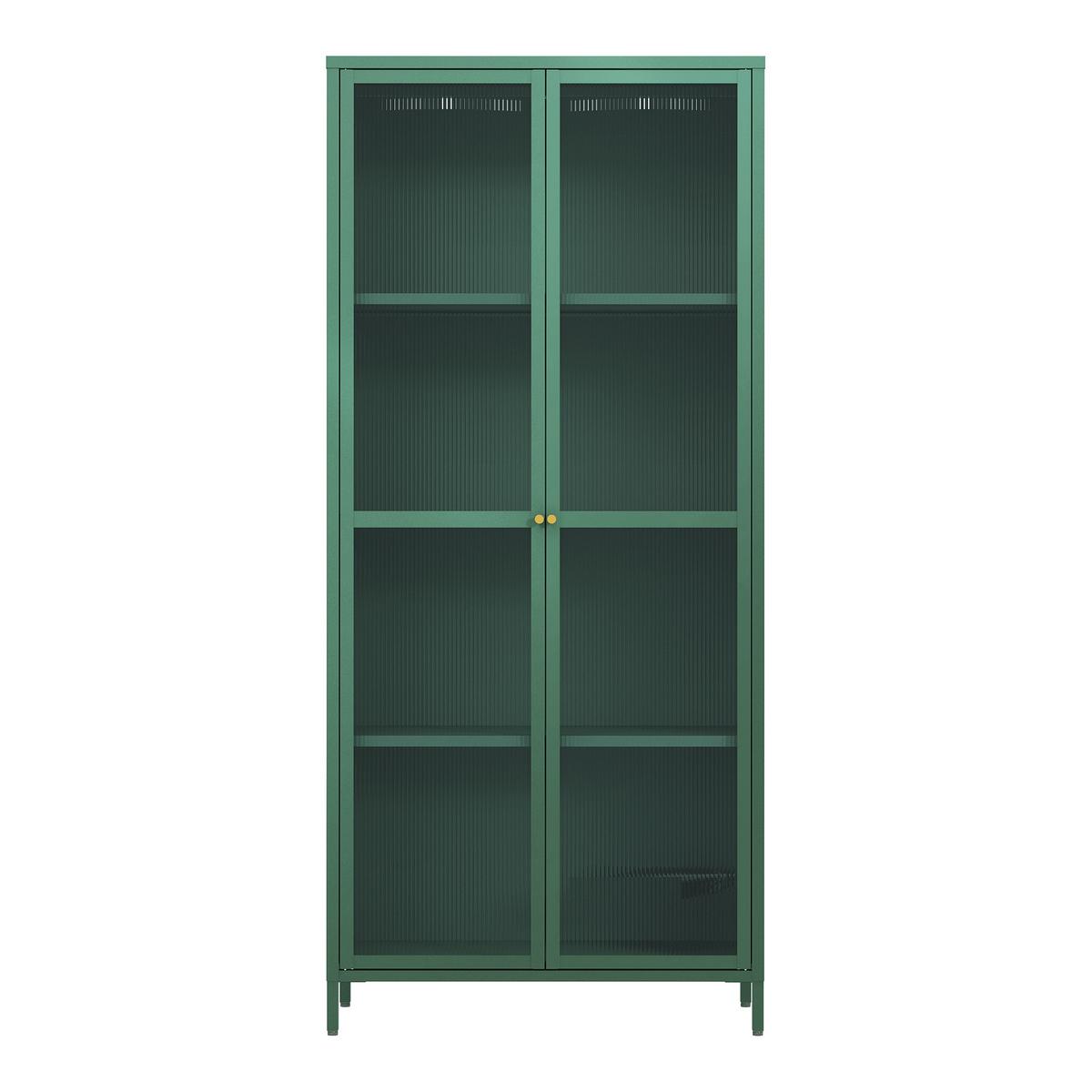 VITRINENSCHRANK Säkylä - Dunkelgrün, Glas/Metall (80/180/35cm) - [en.casa]