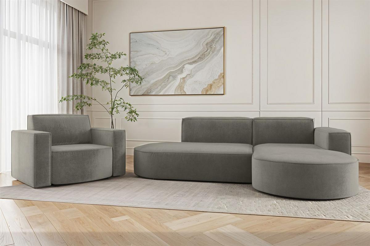 SOFASET Palma In Noel - Grau, Holzwerkstoff/Textil (236/78/165cm) - Fun Möbel