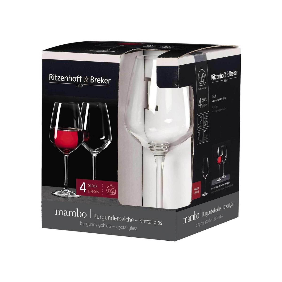 BURGUNDERGLÄSER Mambo transparent 500 ml 4er Set - Transparent, Glas (0.5L) - Ritzenhoff Breker