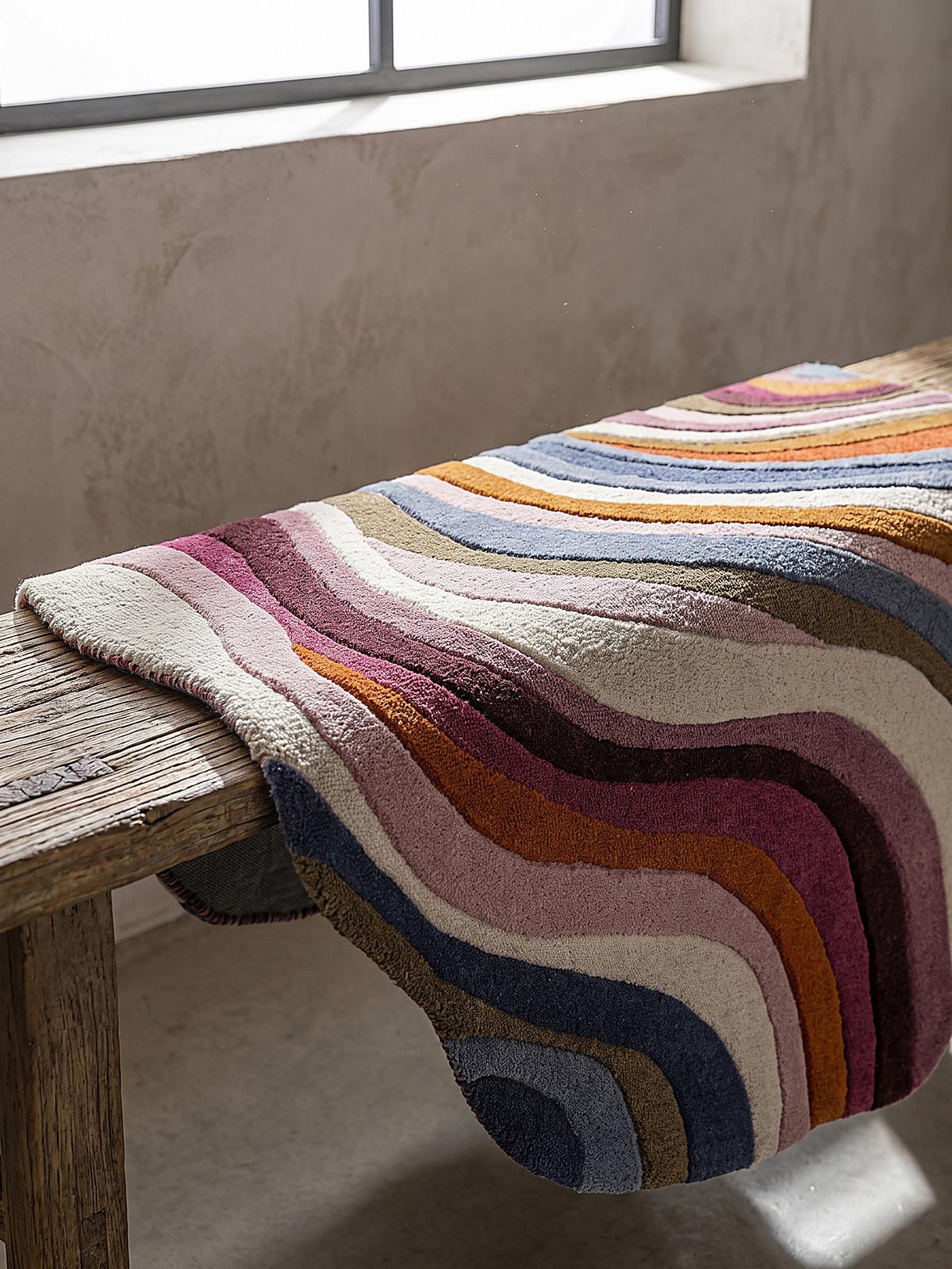 TEPPICH aus Wolle, handgetuftet, EFFRA, in Multi, Wellen-Swirl, 160 x 230 cm - Multicolor, Textil (160/230cm) - KADIMA DESIGN