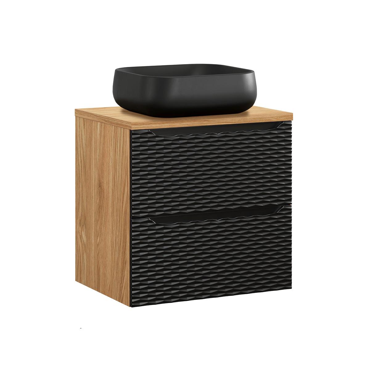WASCHTISCH 60cm Elora Schwarz und Holz - Schwarz, Holzwerkstoff (60/59/46cm) - Petits-meubles