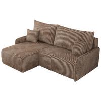 ECKSCHLAFSOFA ARPA L Braun Cord - links - Schwarz/Braun, Kunststoff/Textil (198/150cm) - MKS