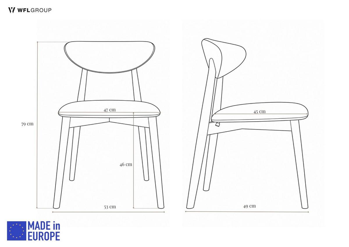 POLSTERSTUHL Mallow – 2er Set – Kaschmirfarbene Holzbeine – Weiche Sitzfläche und Rückenlehne – Grau Webstoff - Kaschmir/Grau, Holz/Textil (53/79/49cm) - WFL GROUP