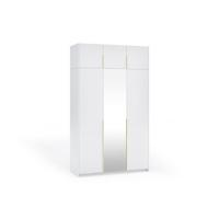 DREHTÜRENSCHRANK THALIA 148/250/58cm 3-türig mit Spiegel Weiß - Weiß, Holzwerkstoff (148/250/58cm) - MASSENO