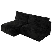 ECKSCHLAFSOFA VIVO L Schwarz Plüsch - links - Schwarz, Kunststoff/Textil (223/150cm) - MKS
