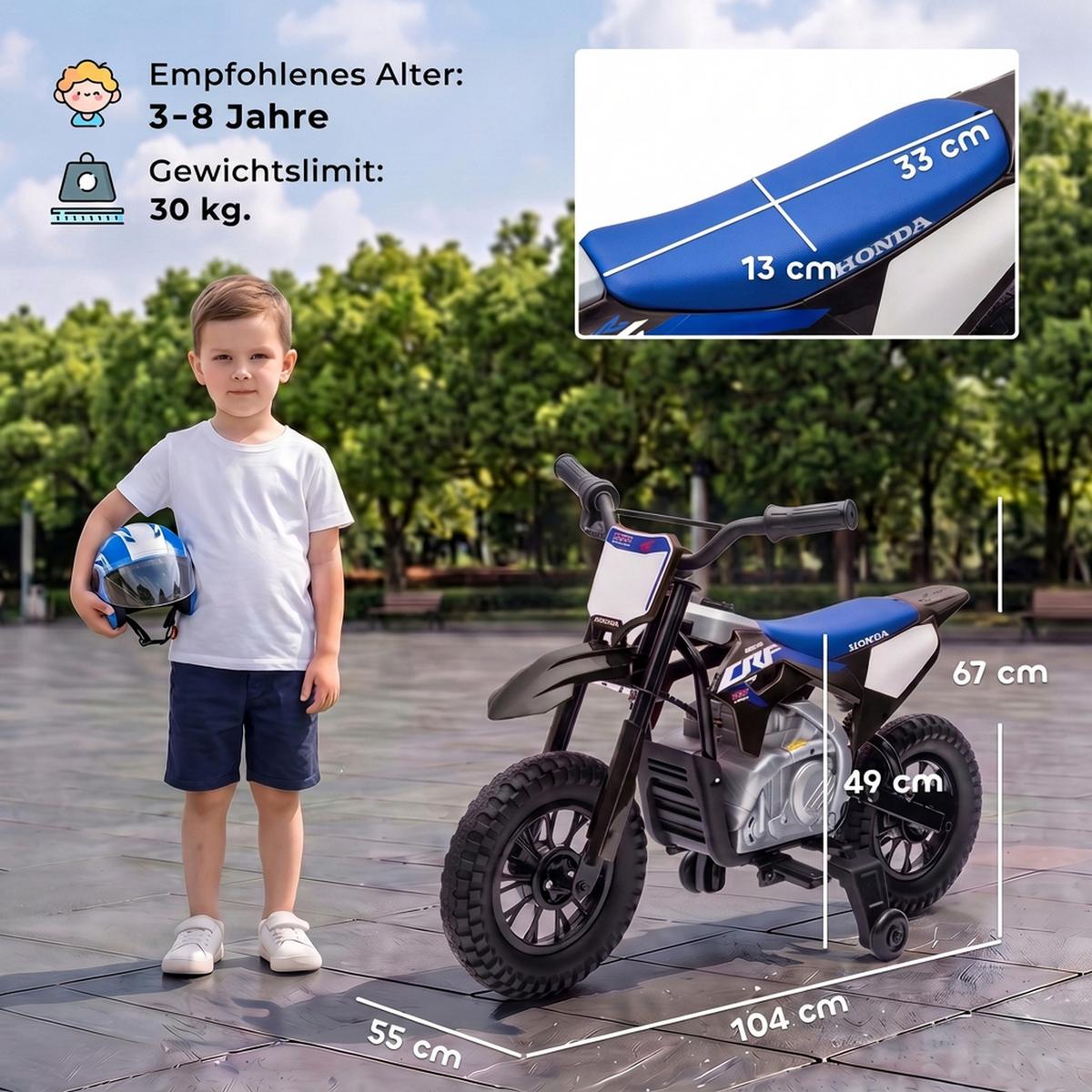 KINDER Motocross Stahl Kunststoff Schwarz - Schwarz, Metall (104/55/67cm) - AIYAPLAY