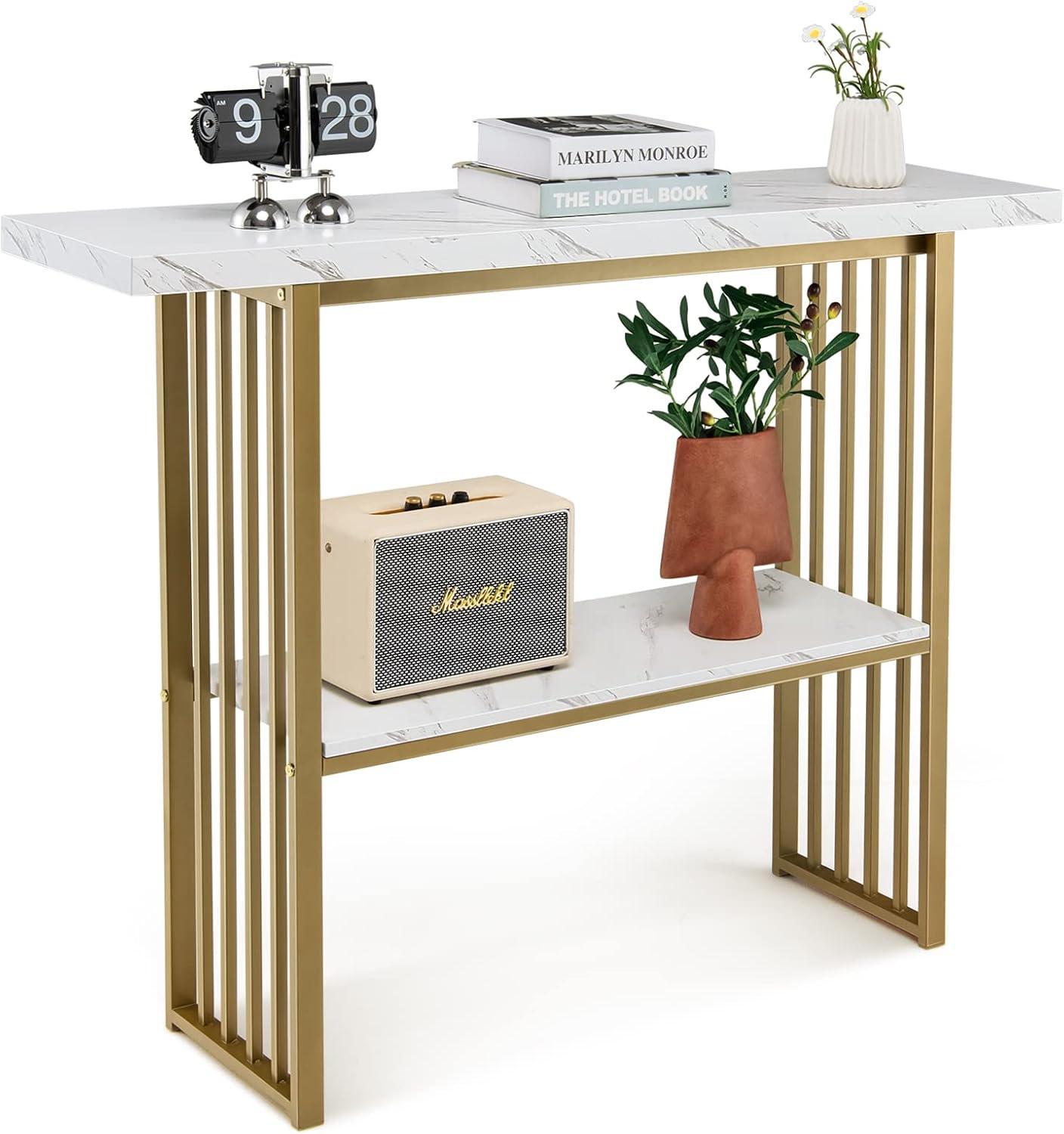 KONSOLENTISCH 93cm Weiß - Weiß, Holz (30/120/93cm) - COSTWAY