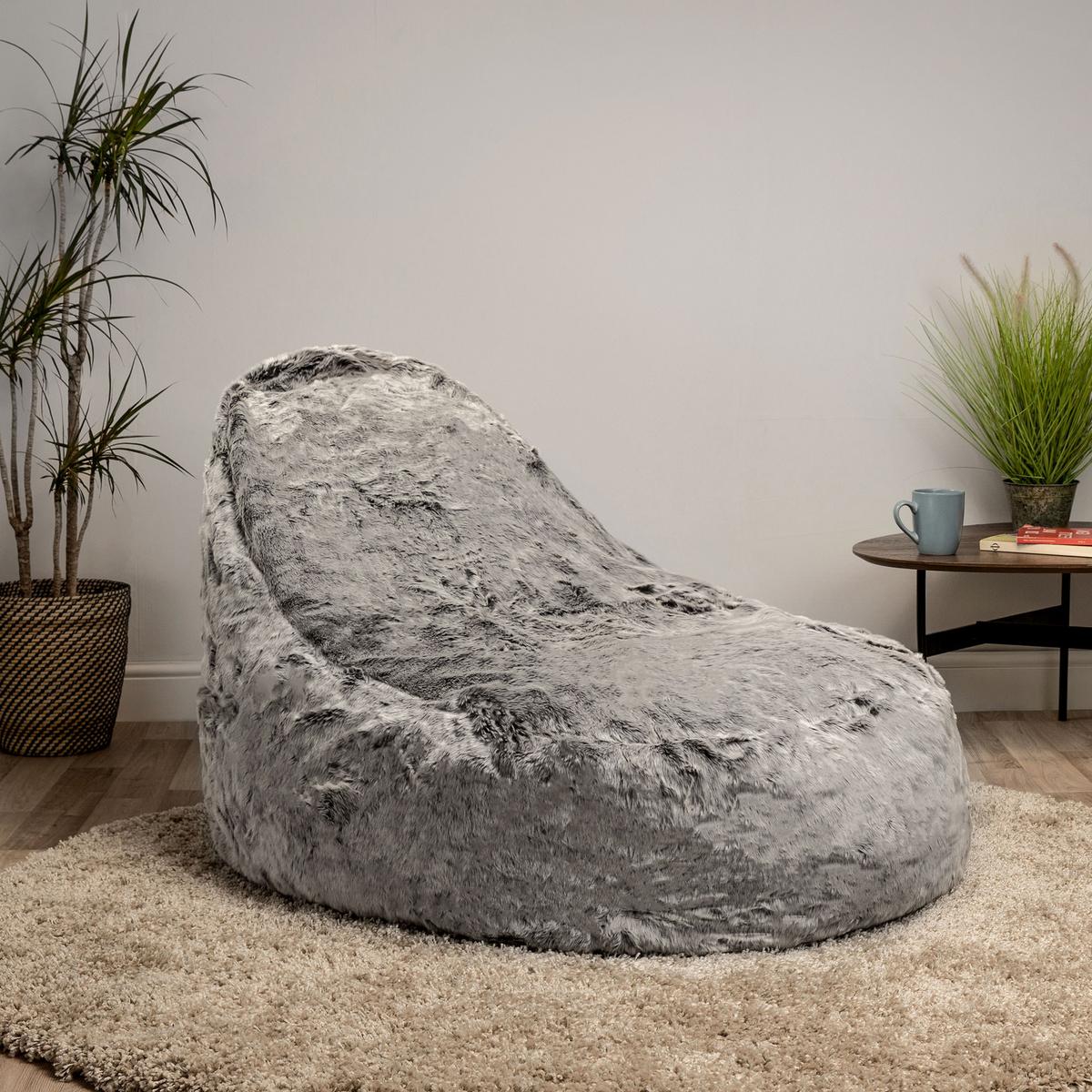SITZSACK-LIEGE aus Kunstfell - Grau, Kunststoff (105/51/130cm) - icon