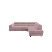 ECKSOFA mit Schlaffunktion Ottomane Rechts LUMA-L 272x203x70 Rosa Cord - Schwarz/Rosa, Holzwerkstoff/Kunststoff (203/272cm) - ALTDECOR