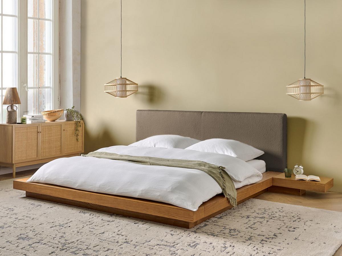 BETT mit Lattenrost 180/200 cm MDF-Platte Hellbraun Zen - Hellbraun, Holz (180/200cm) - Beliani