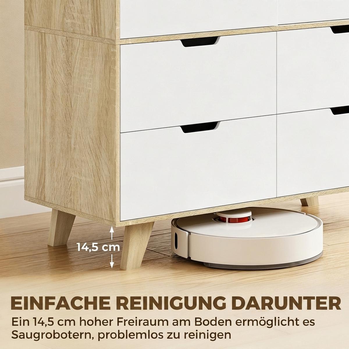 KLEIDERSCHRANK MDF Kiefernholz Eiche Weiss - Weiß, Holz/Holzwerkstoff (50/187.5/120cm) - HOMCOM