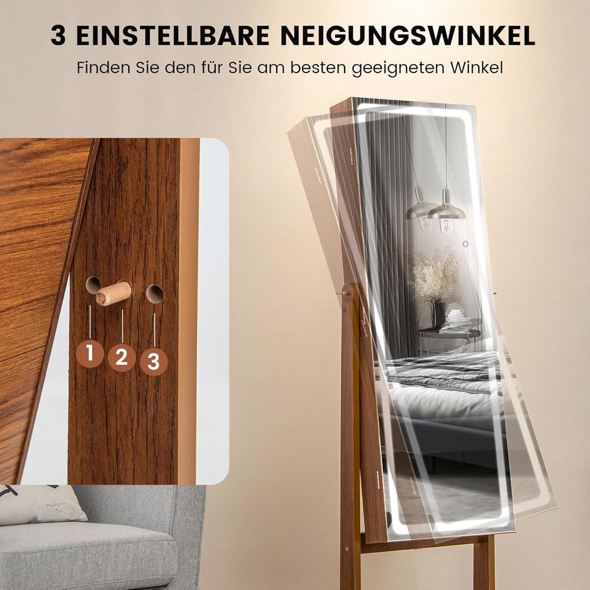SCHMUCKSCHRANK 151cm Walnuss - Walnussfarben, Holz (41/151/38cm) - COSTWAY