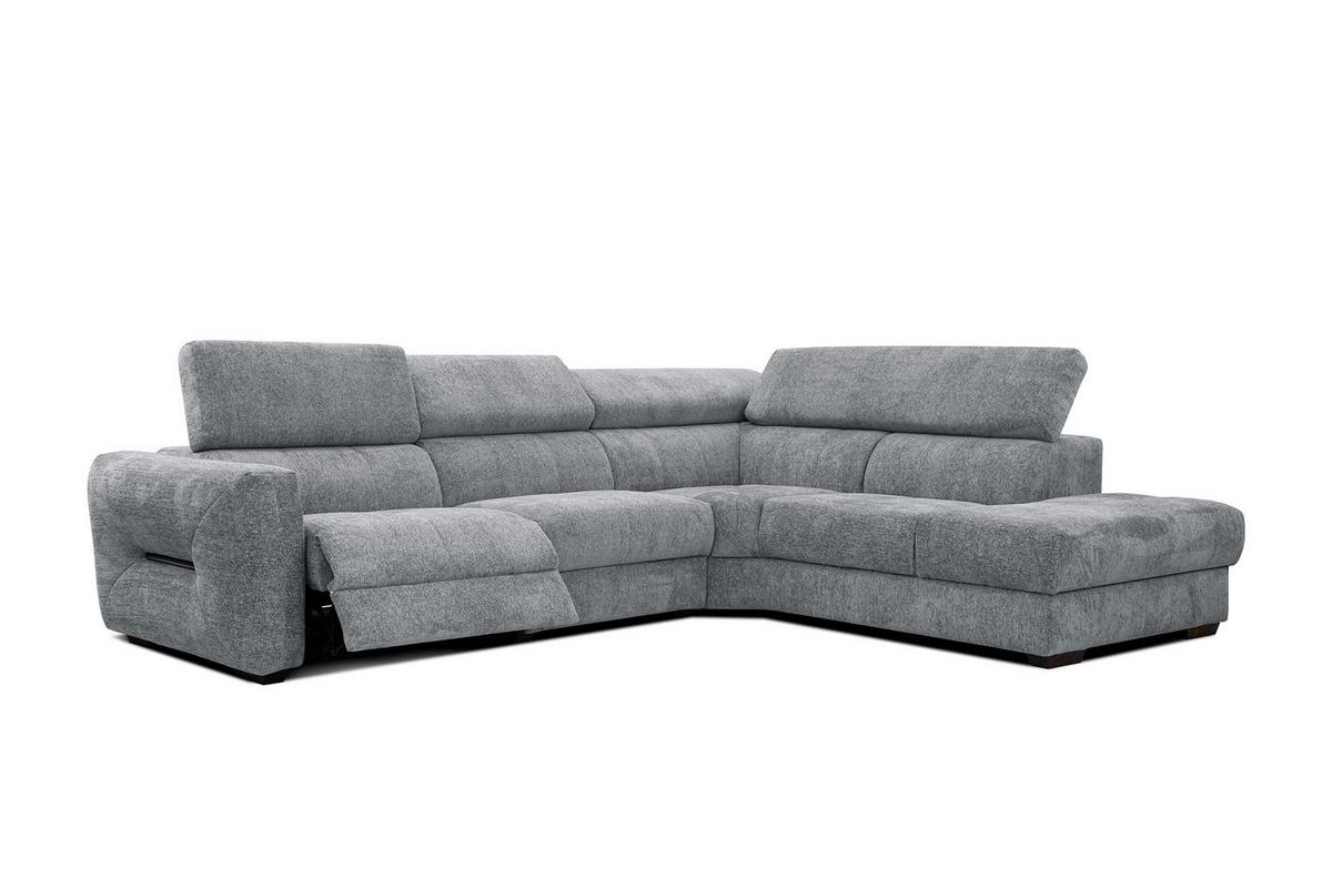 ECKSOFA CALVERA 5-Sitzer mit 1 Relaxfunktion, grau - Grau, Holzwerkstoff/Textil (297/239cm) - Wozimo