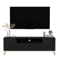 TV-SCHRANK Elpis2 Schwarz Matt mit Metallrahmen 150 cm - Goldfarben/Schwarz, Holzwerkstoff/Metall (150/51.5/36.5cm) - Meble Lindner