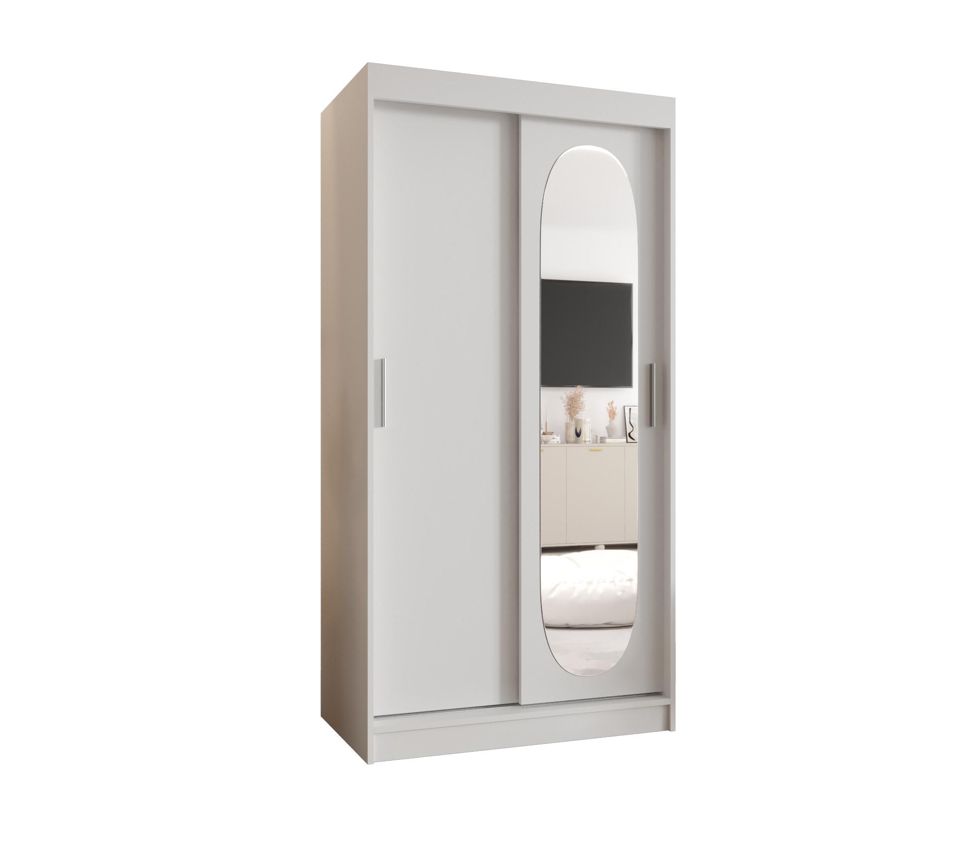SCHIEBETÜRENSCHRANK mit Spiegel ROYAL 200/100/62 2-türig - Silberfarben/Weiß, Holz (100/62/100cm) - MÖBEL KRYSPOL