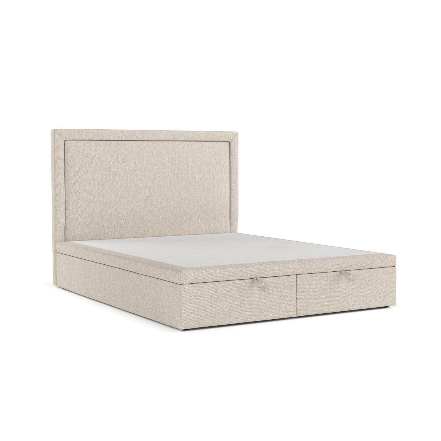 POLSTERBETT Salma mit Stauraum 140/200 cm Hellbeige im Megan Stoff - Sandfarben/Schwarz, Holz/Holzwerkstoff (140/200cm) - AltaBeds