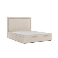 POLSTERBETT Salma mit Stauraum 200/200 cm Hellbeige im Megan Stoff - Sandfarben/Schwarz, Holz/Holzwerkstoff (200/200cm) - AltaBeds