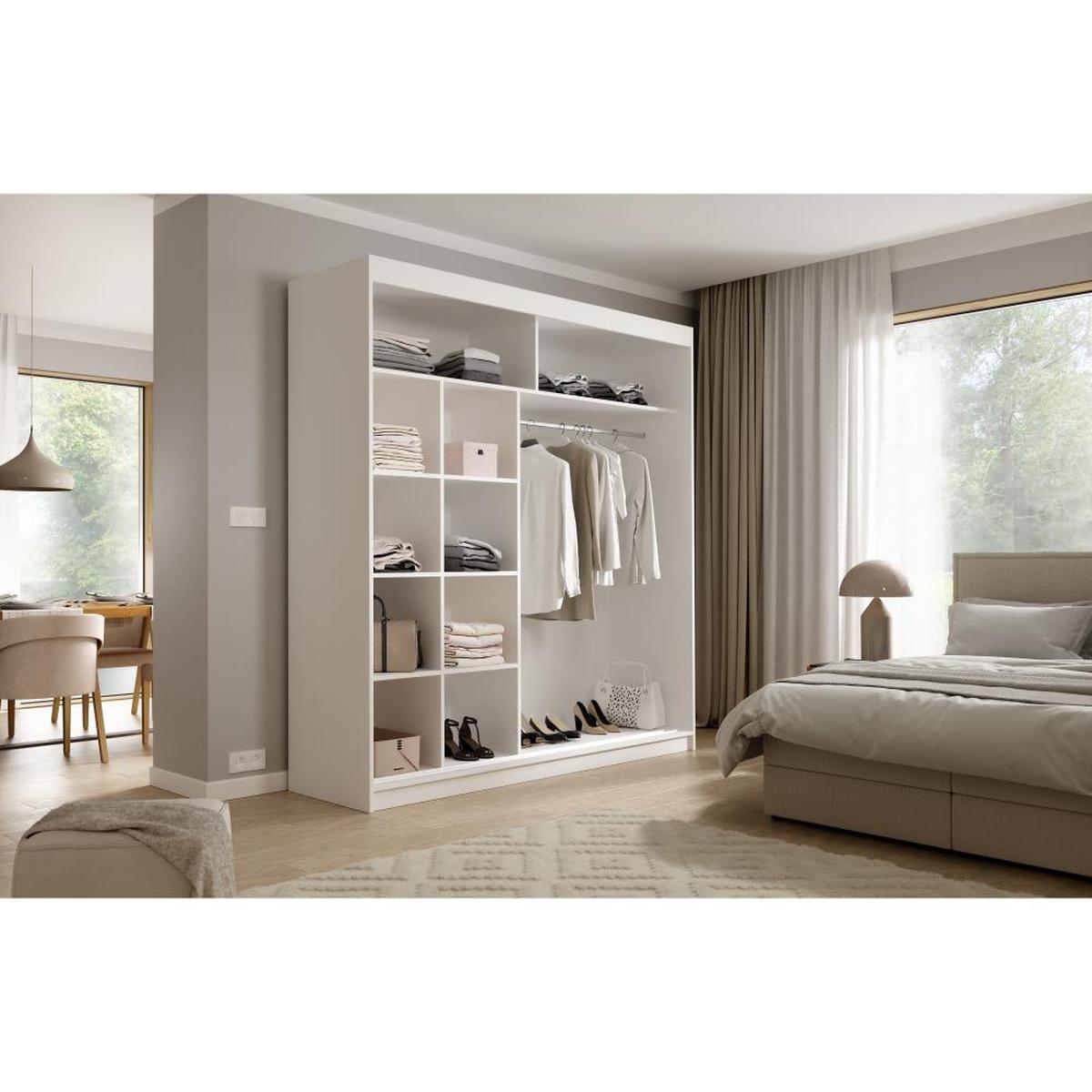 SCHWEBETÜRENSCHRANK Katrina weiß 200/215,5/59 cm 2-türig - Weiß, Holzwerkstoff (200/215.5/59cm) - Beautysofa