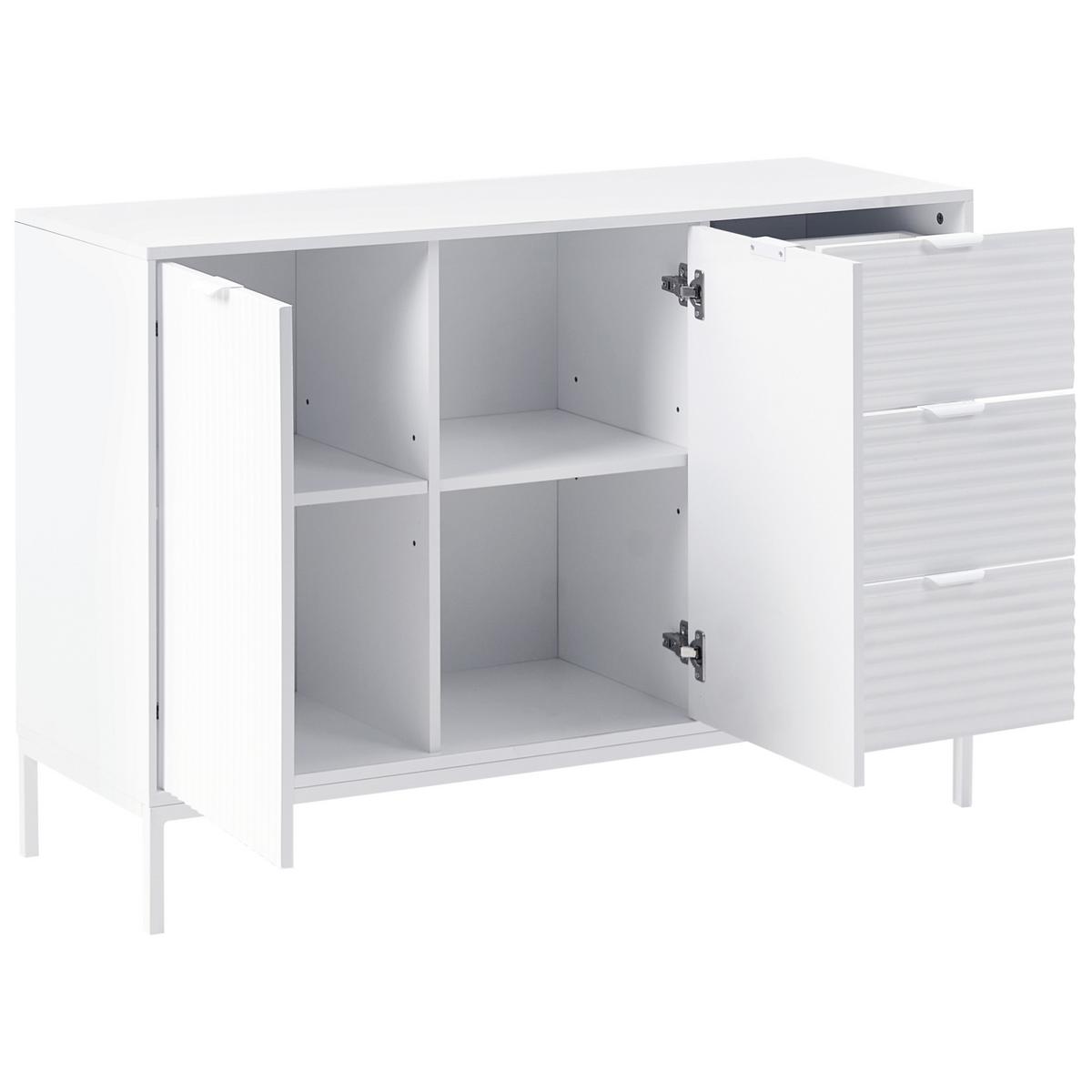 SIDEBOARD mit 2 Türen Weiß Adelaide - Weiß, Holzwerkstoff/Metall (118/80/40cm) - Beliani