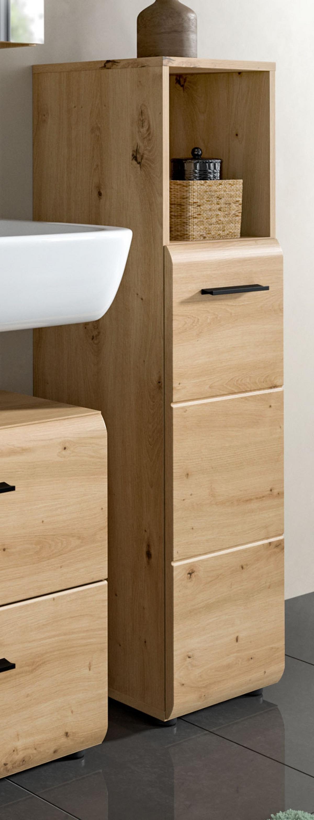 BADKOMMODE Eiche Artisan, Bad Unterschrank 30 x 110 cm mit 4 Fächern - Schwarz/Eiche Artisan, Holzwerkstoff/Kunststoff (30/110/30cm) - Inn.Furn