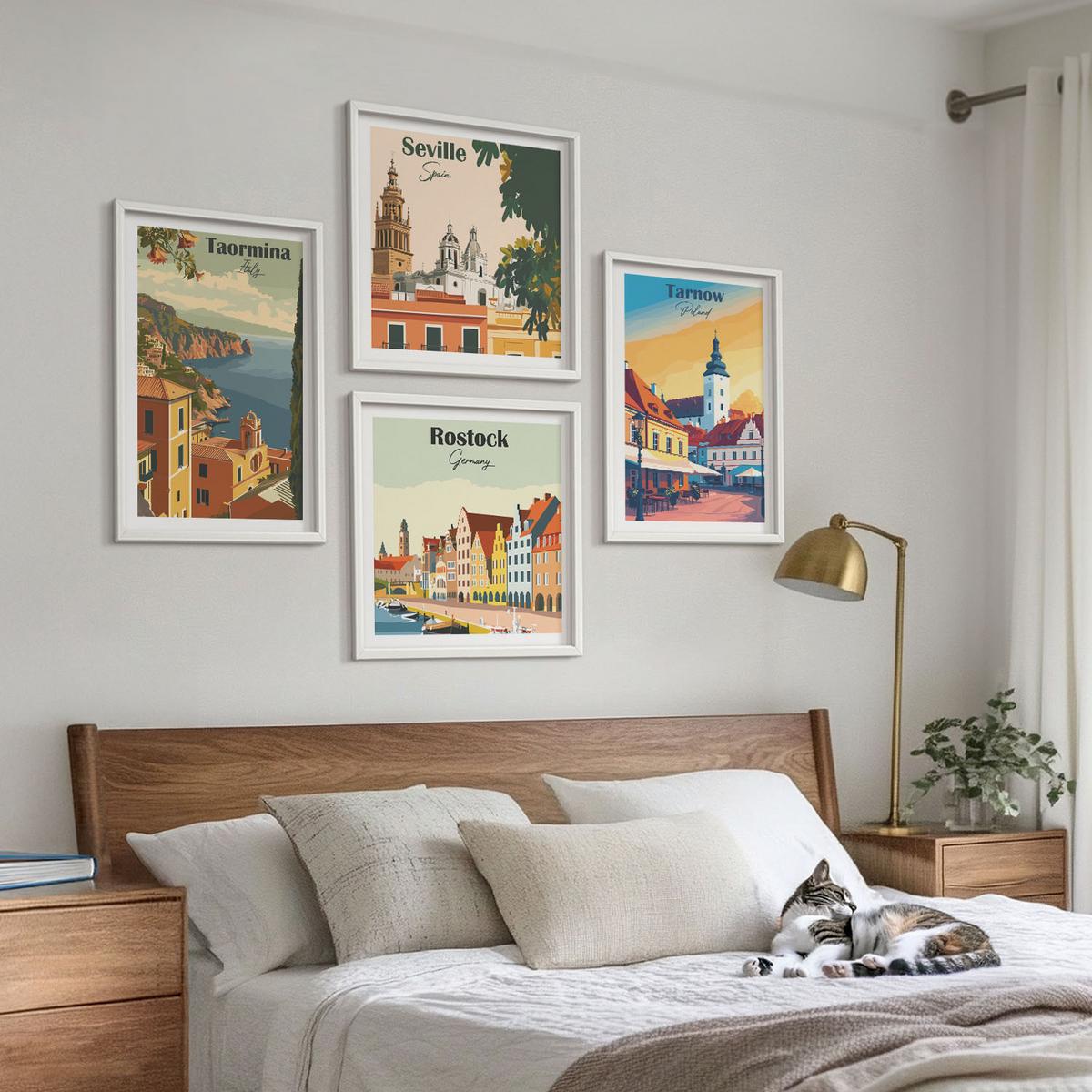 BILDER SET 4er Set - 50x50 cm & 40x60 cm Weißer Rahmen - Architektur der Küstenstädte - Weiß, Kunststoff (50/50cm) - TULUP