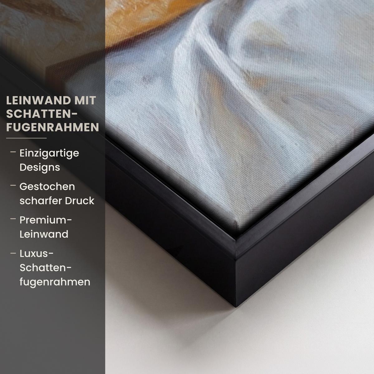 LEINWAND Bilder mit Rahmen - Lavendel - Brot - Stilleben - 40x60 - Flieder, Textil (40/60cm) - MuchoWow