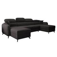 WOHNLANDSCHAFT Ribella 5 Grafit 345/180/100 cm mit Schlaffunktion - Schwarz, Textil/Metall (345/100/180cm) - AX Living